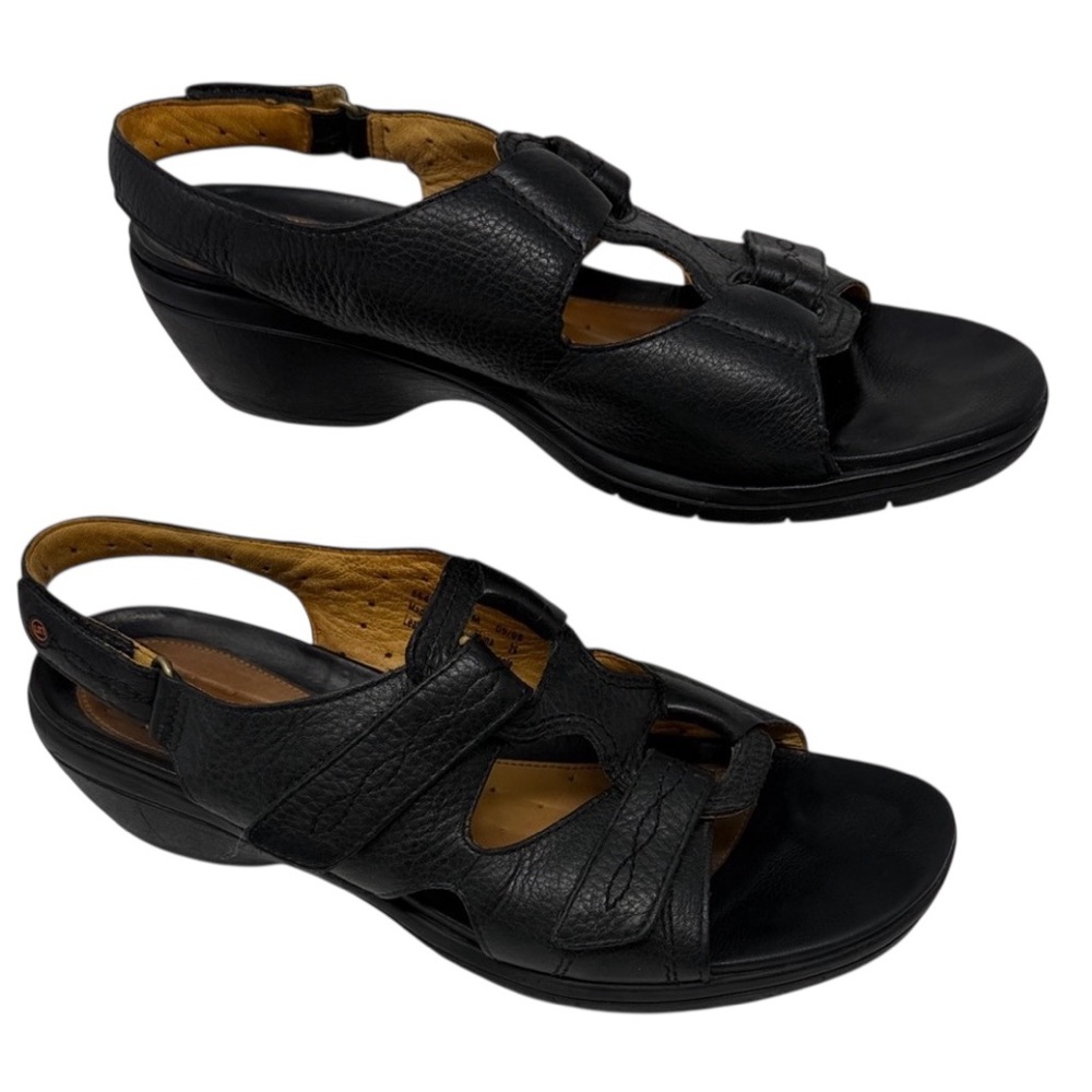 Clark’s Unstructured Women's Black Leather Sandals Size 11